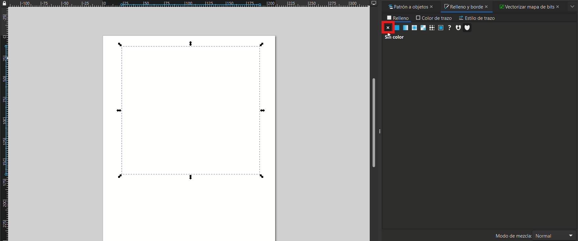Fill and Stroke panel to remove fill and set stroke