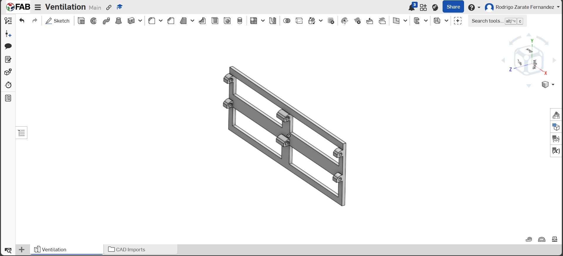 OnShape interface and final model