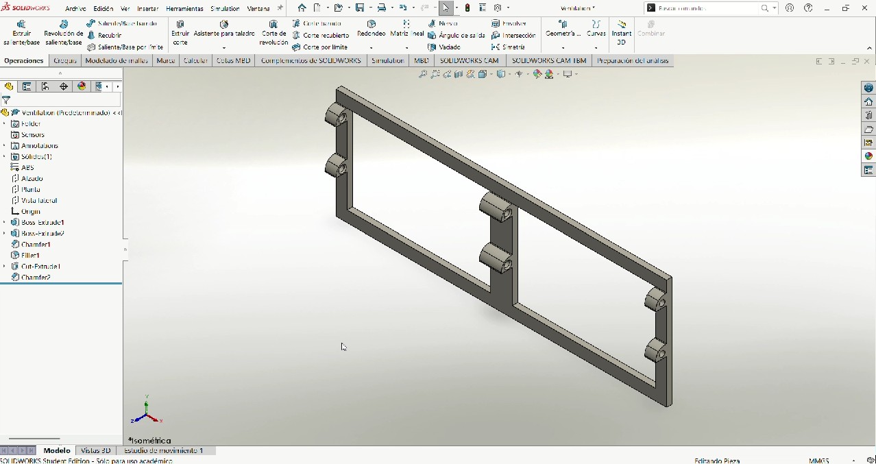 SolidWorks interface and final model