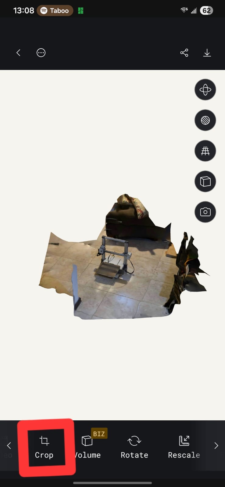 Cropped 3D model