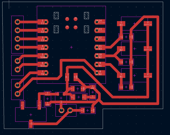 KiCad PCB layout with routed traces