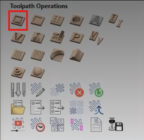 VCarve Toolpath Operations with the Profile Toolpath icon highlighted