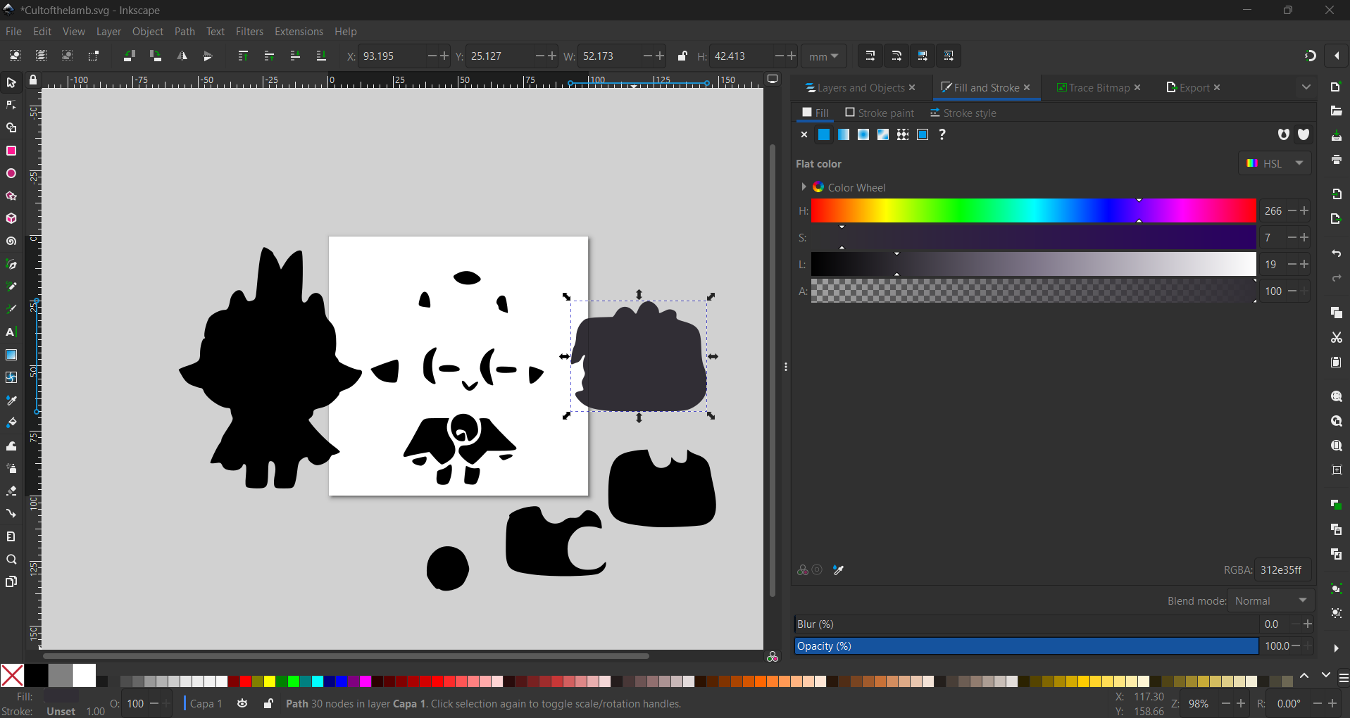 Fill and Stroke dialog assigning a flat color
