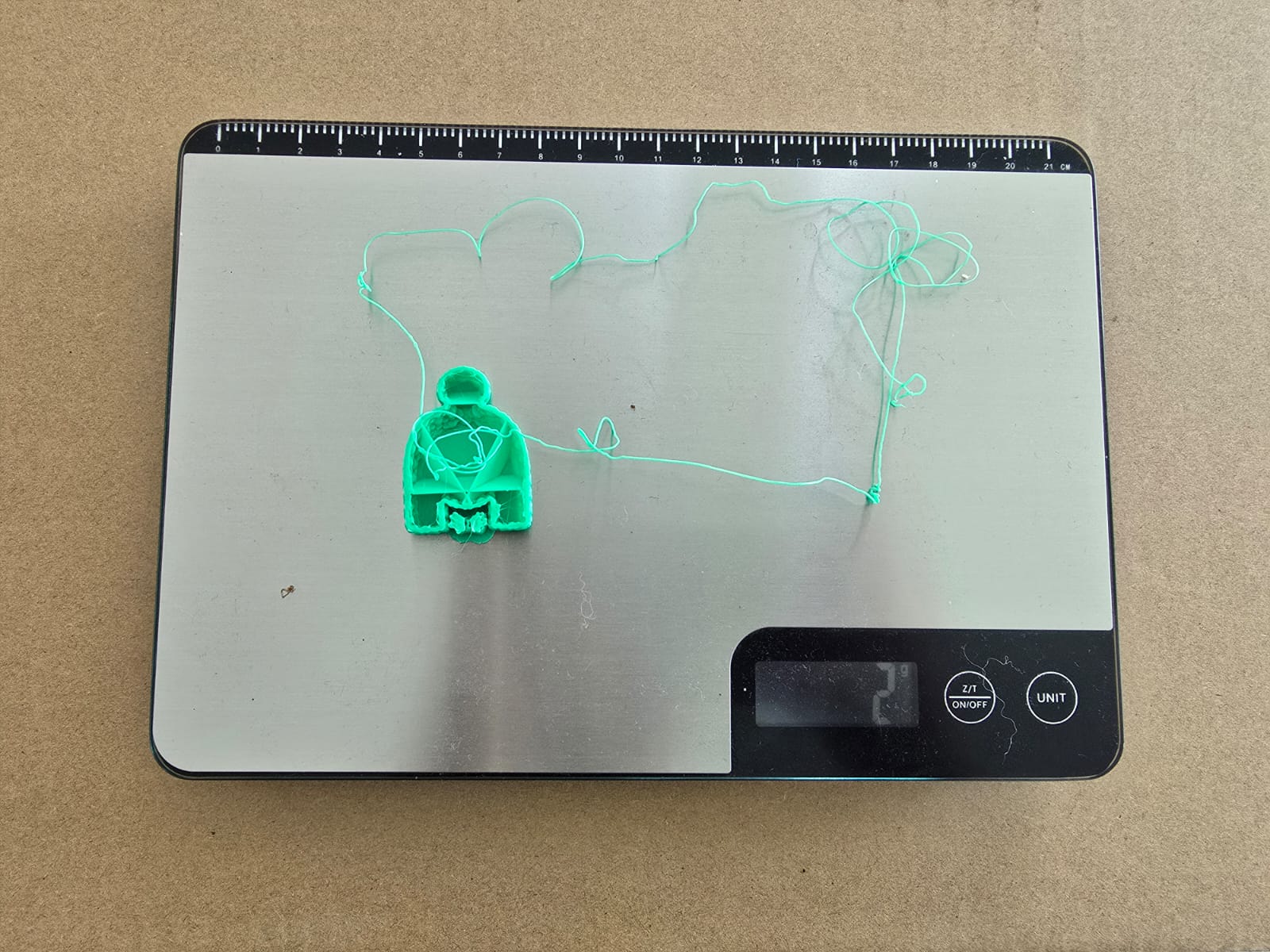 Failed print weighed on a scale