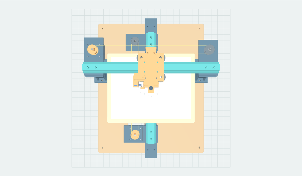 Top CAD view of the plotter and paper bed