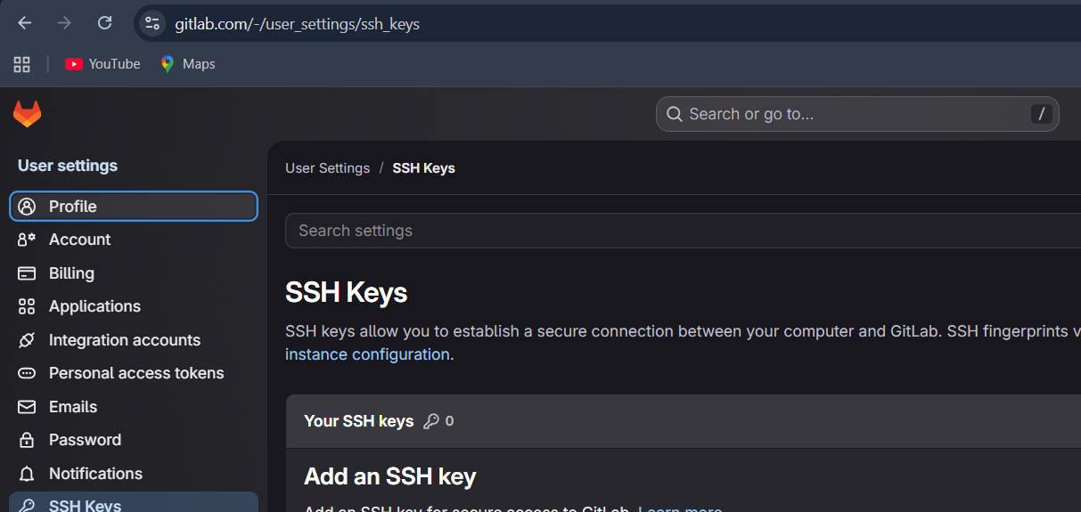 Adding SSH key to GitLab