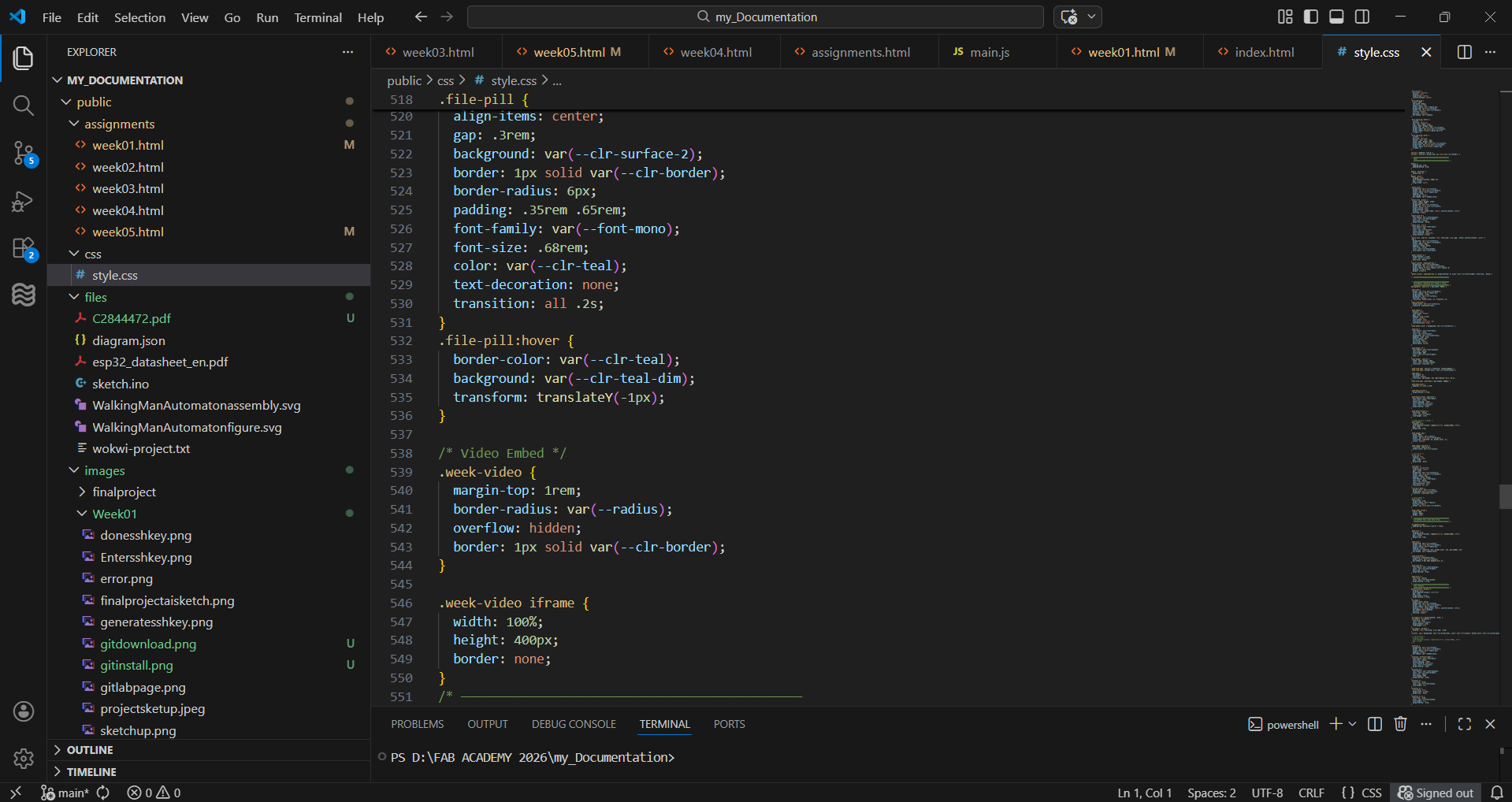 Sample CSS code