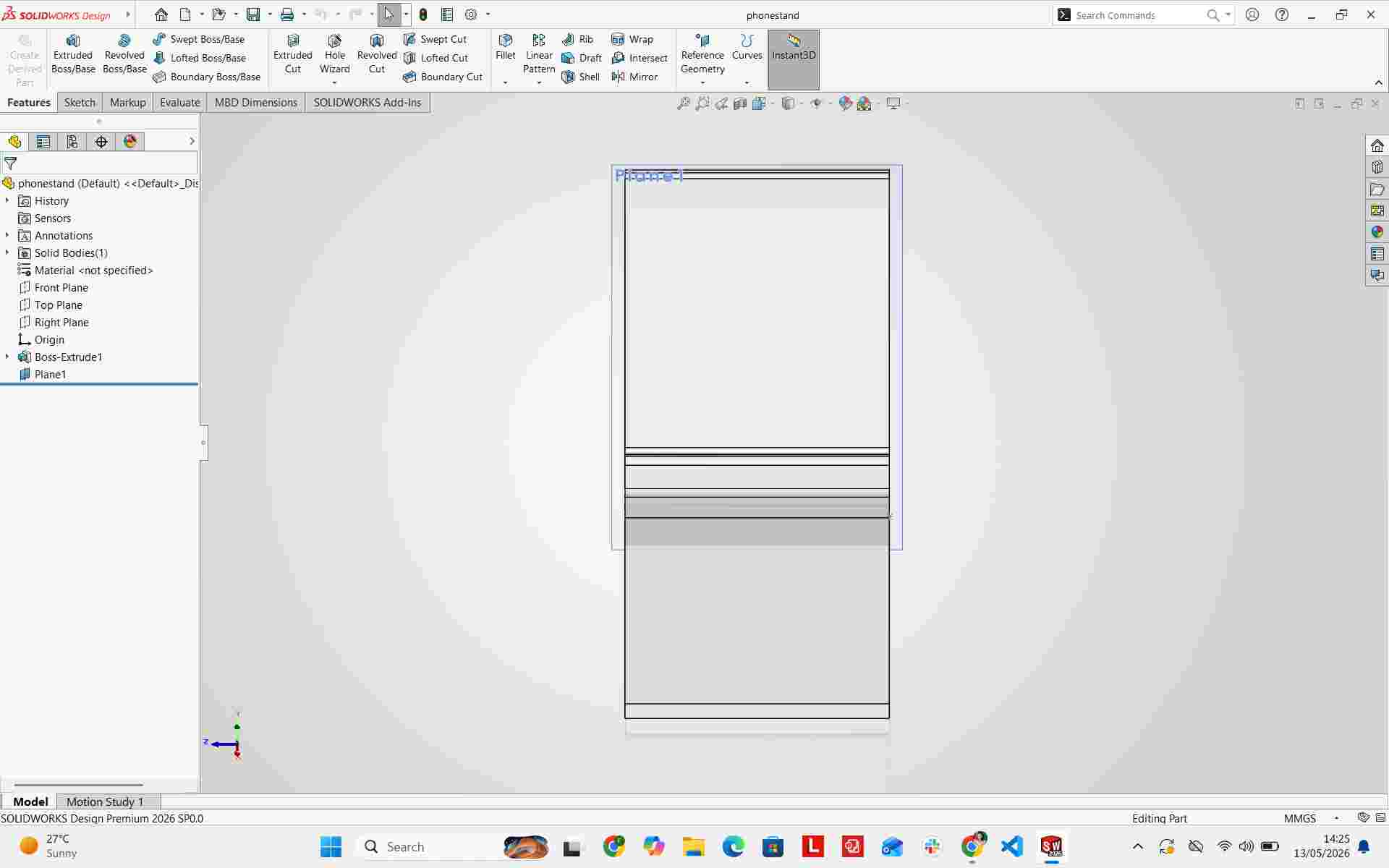 Sketching charging slot cutout
