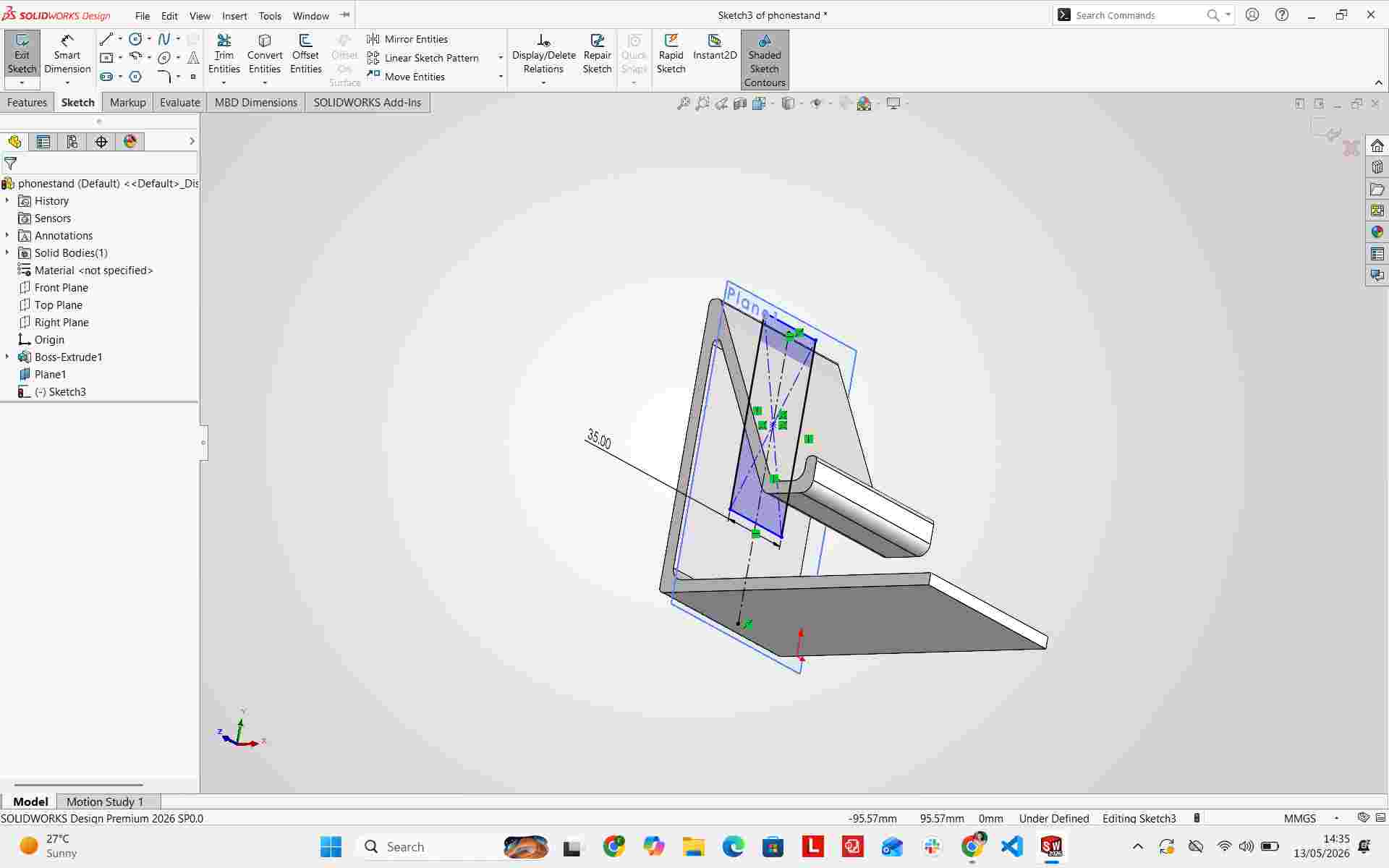 Dimensioning slot feature