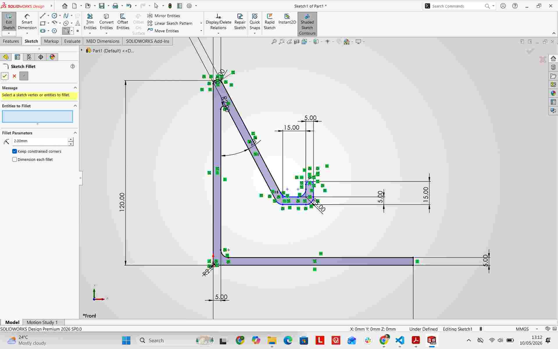 Adding sketch fillets