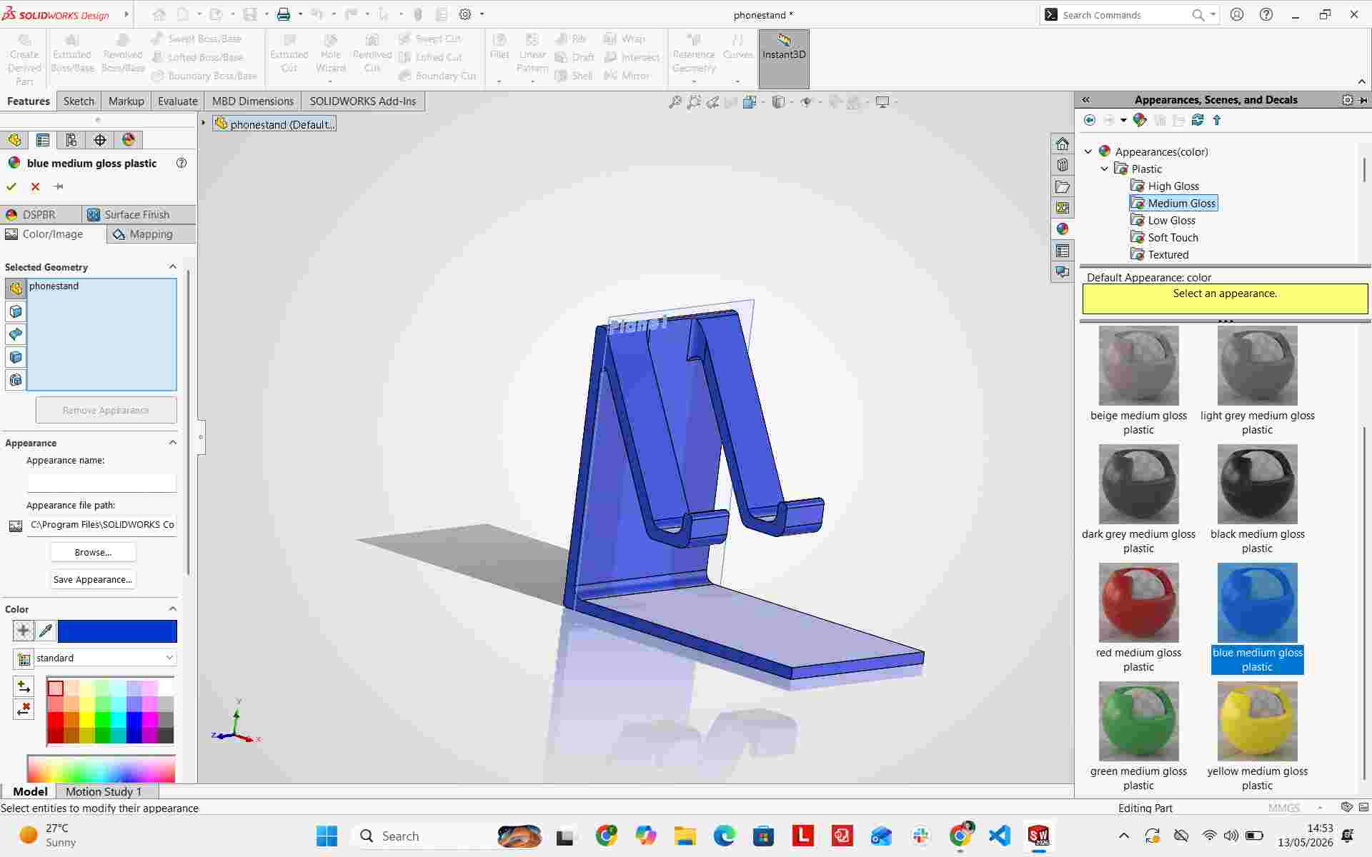 Rendered colored model