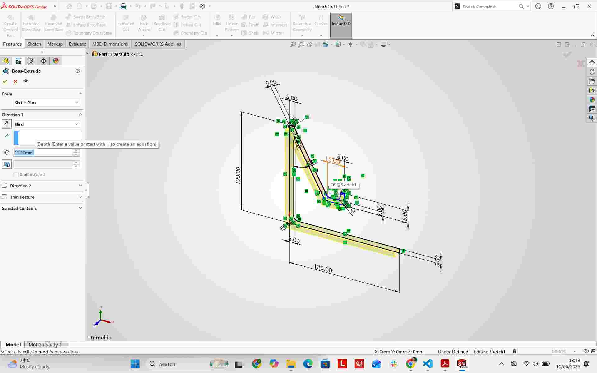 Extrusion parameter setup
