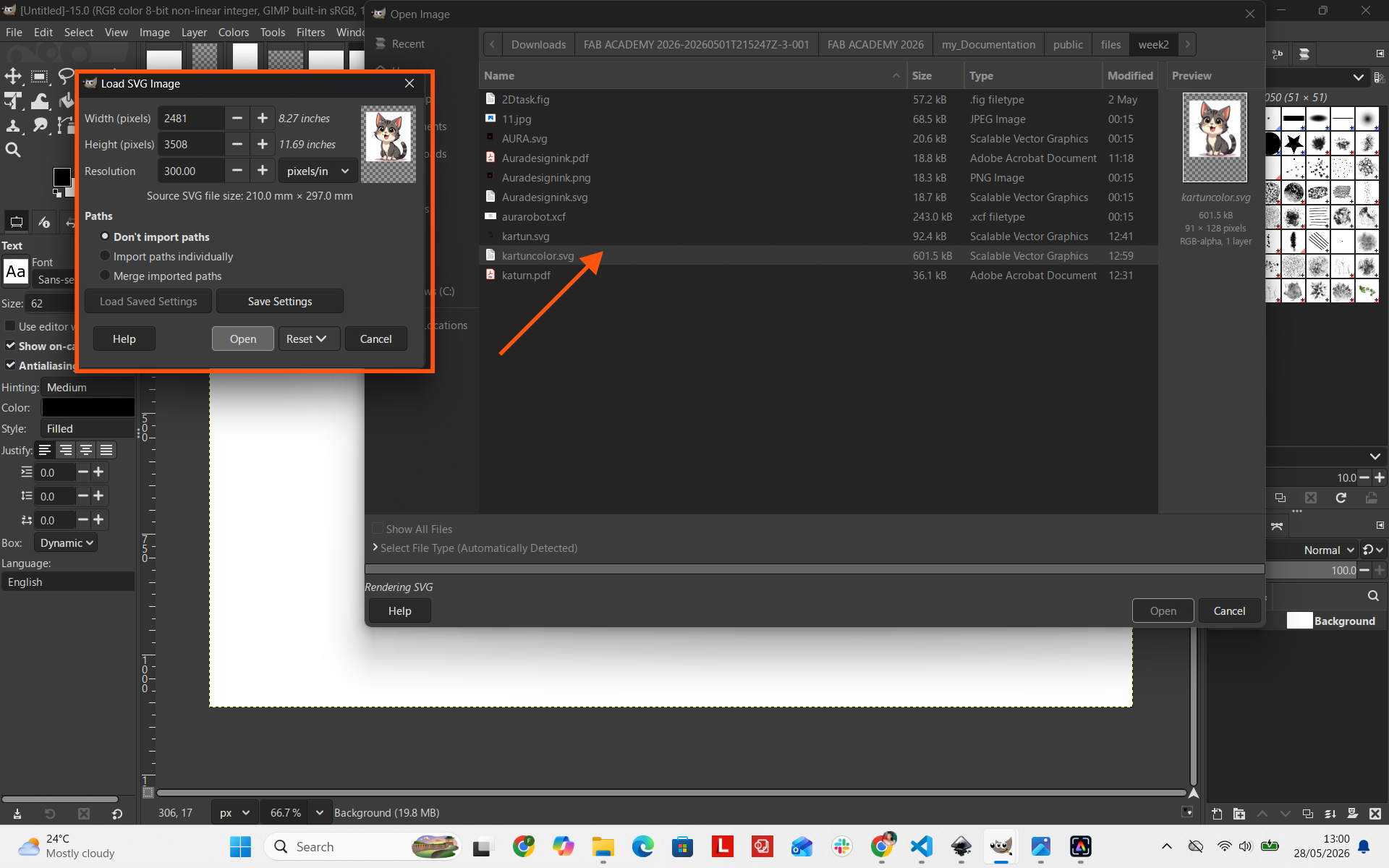 Selecting image in GIMP