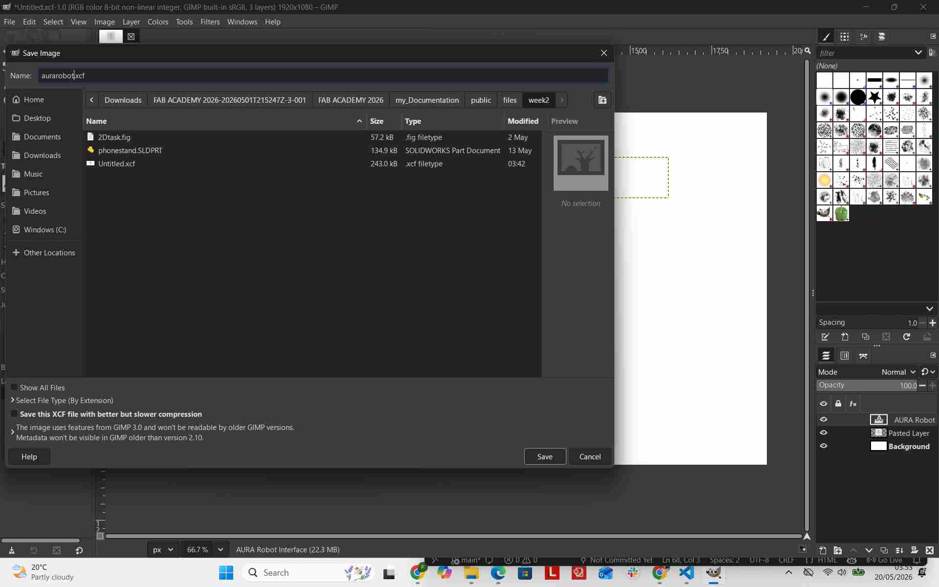 Saving native XCF file