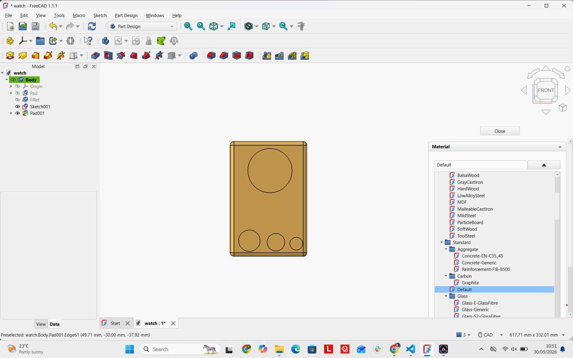 Final 3D model in FreeCAD