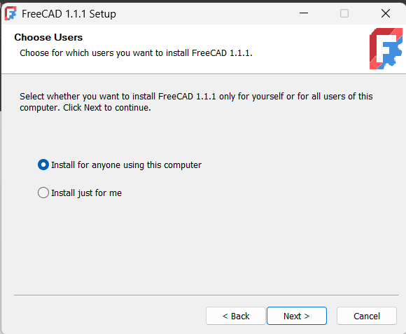 FreeCAD user selection