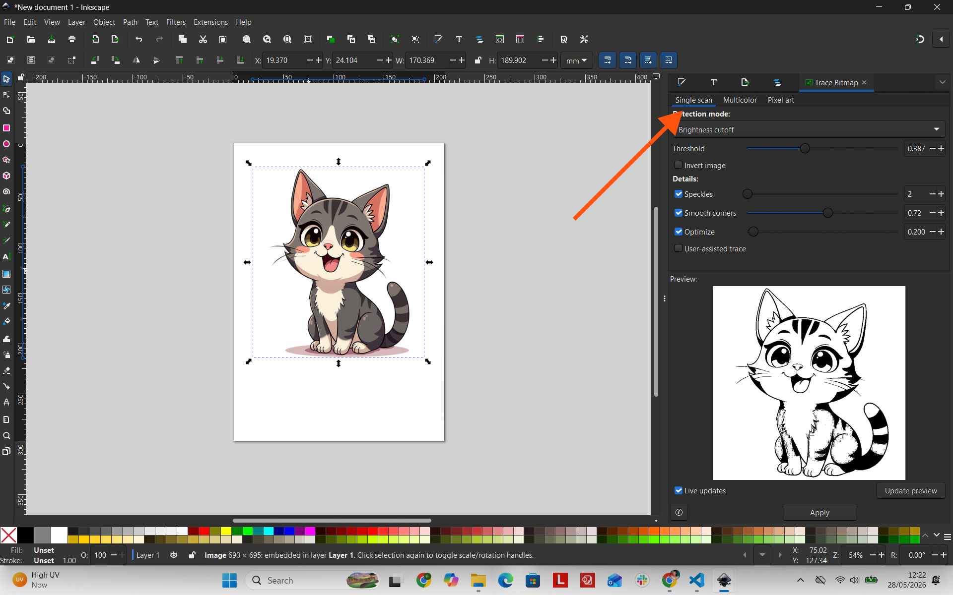 Single scan tracing
