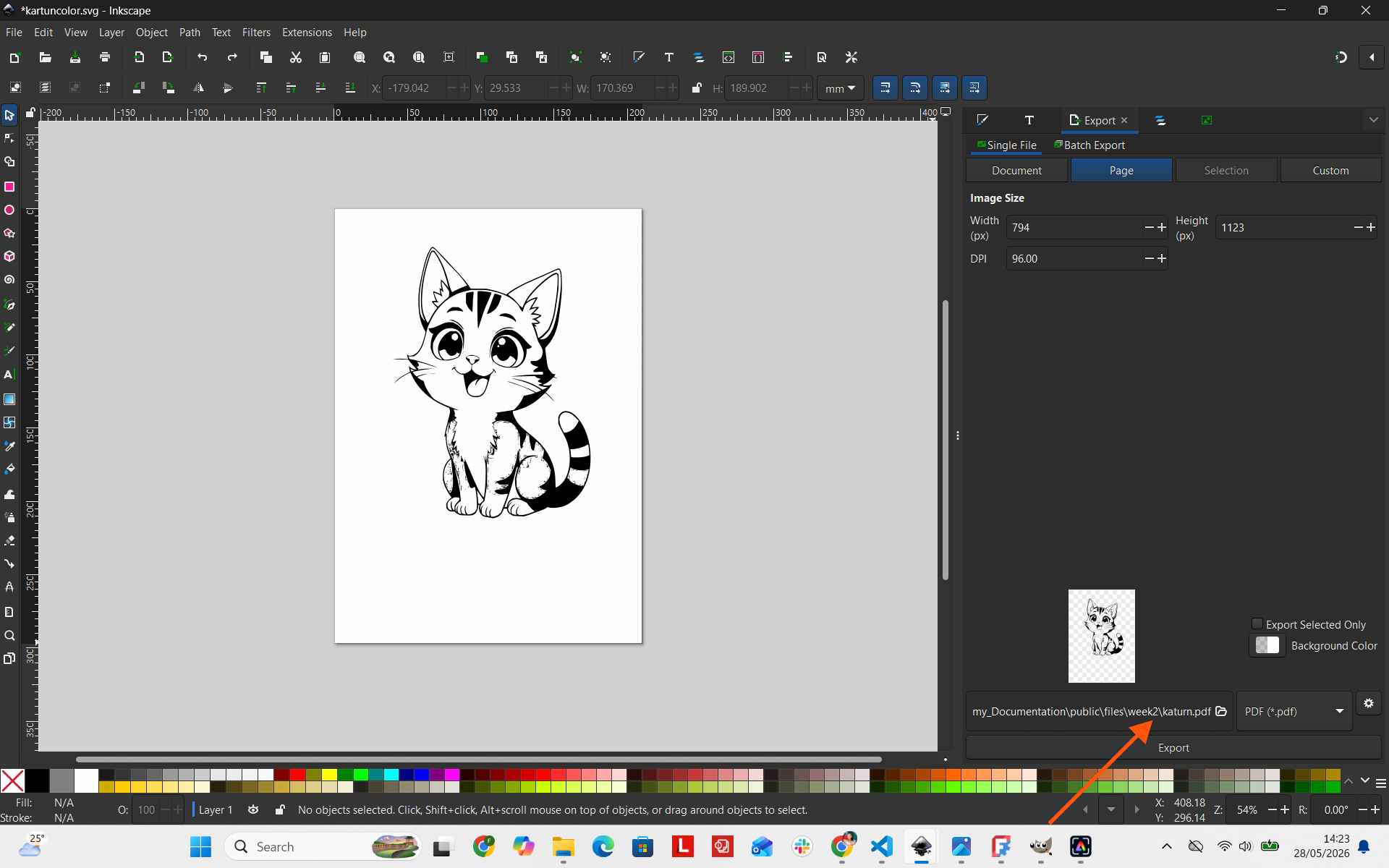 Exporting PDF file