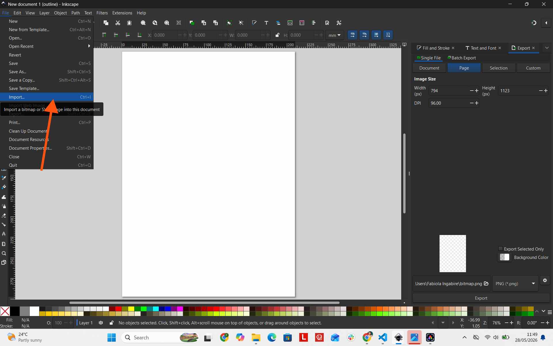 Importing image into Inkscape