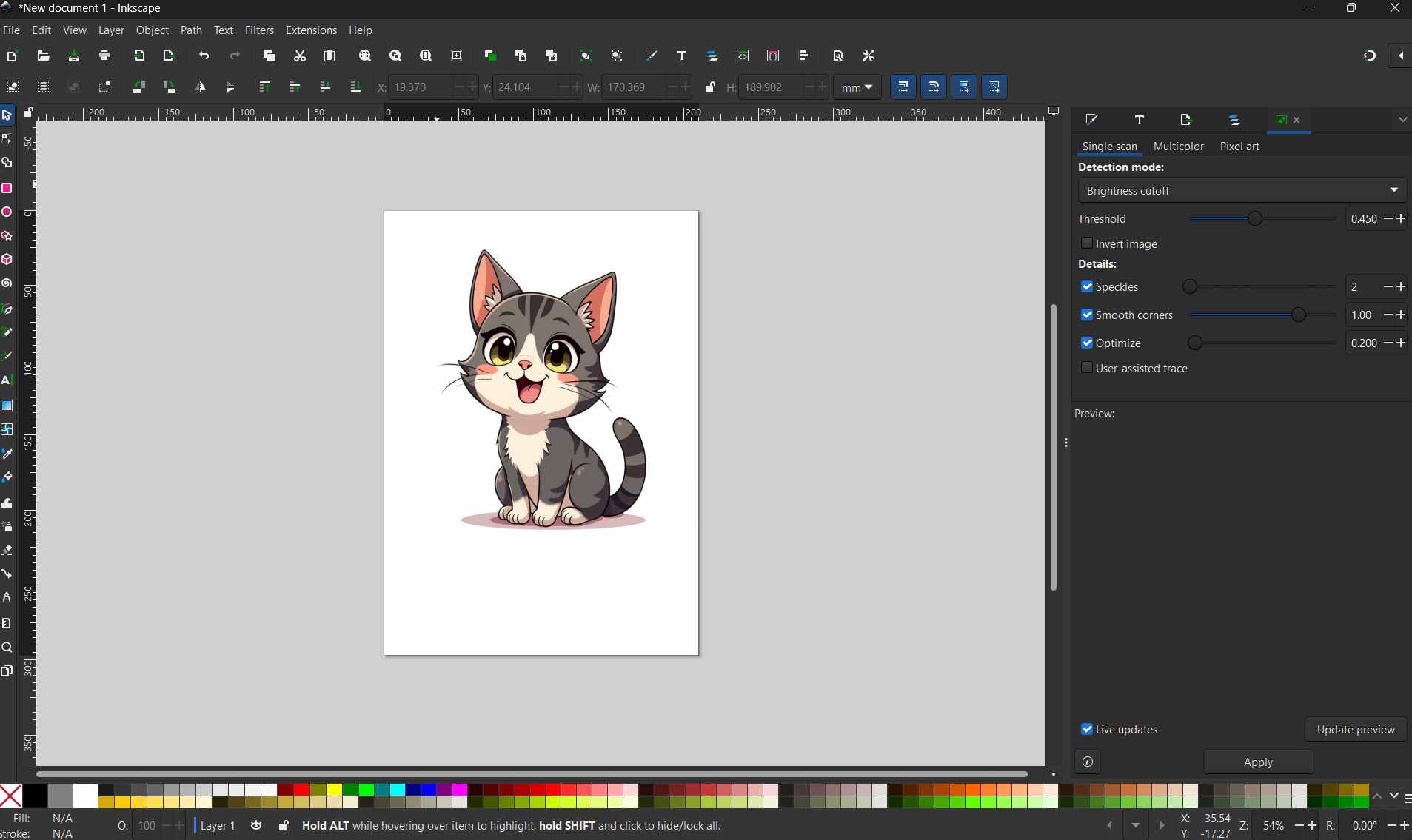 Imported image on canvas