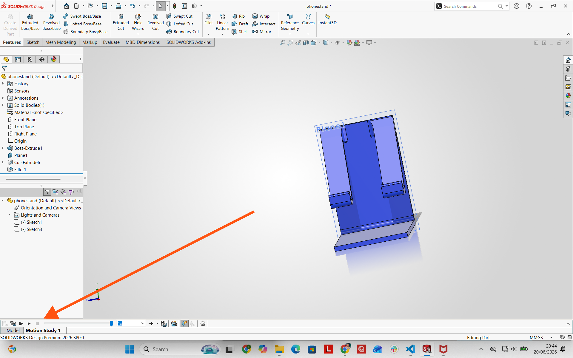 Opening Motion Study tab
