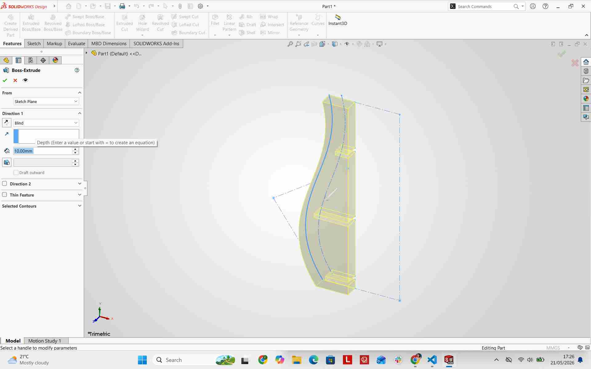 Extrude Boss operation
