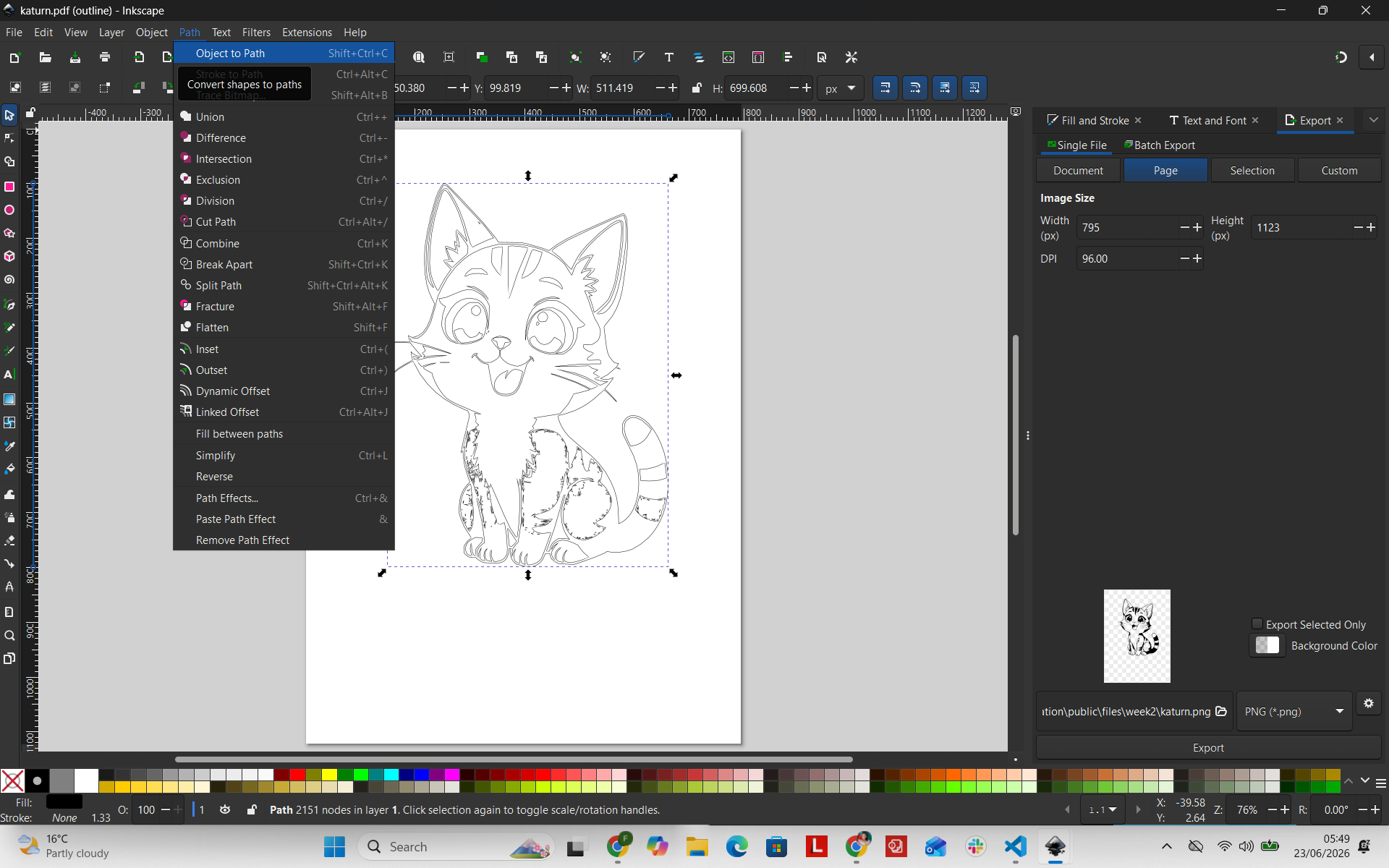 Vector path active in Inkscape