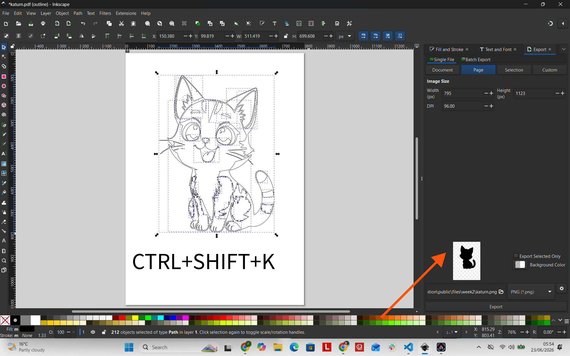 Breaking paths apart in Inkscape