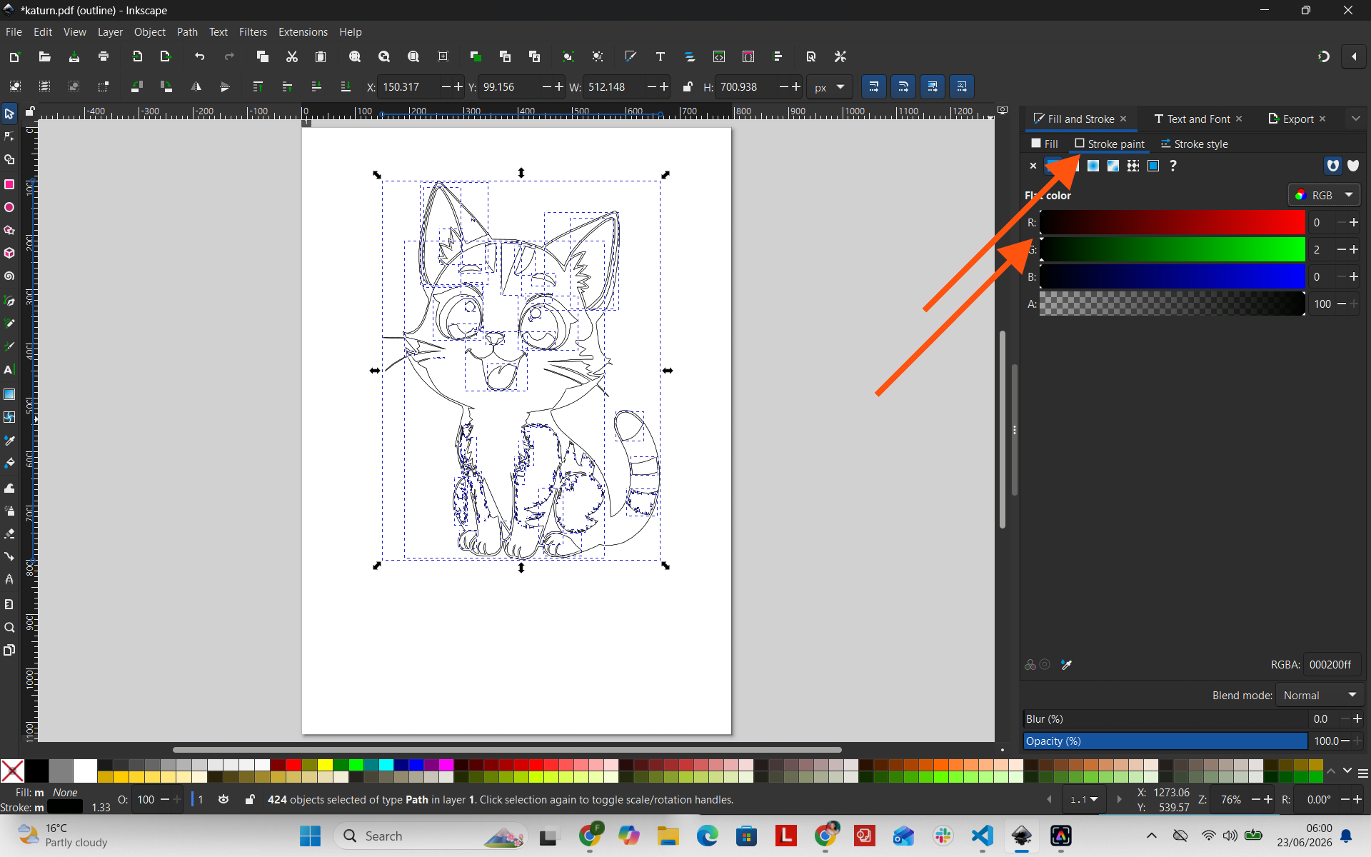 Isolating single outline stroke line