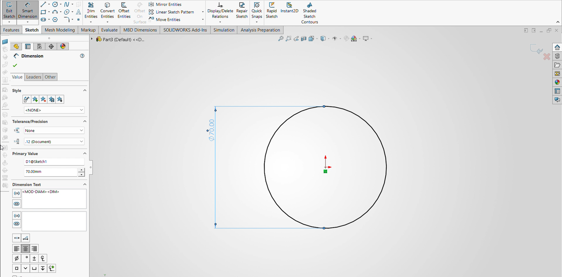 Creating the Base circular shape on Front Plane