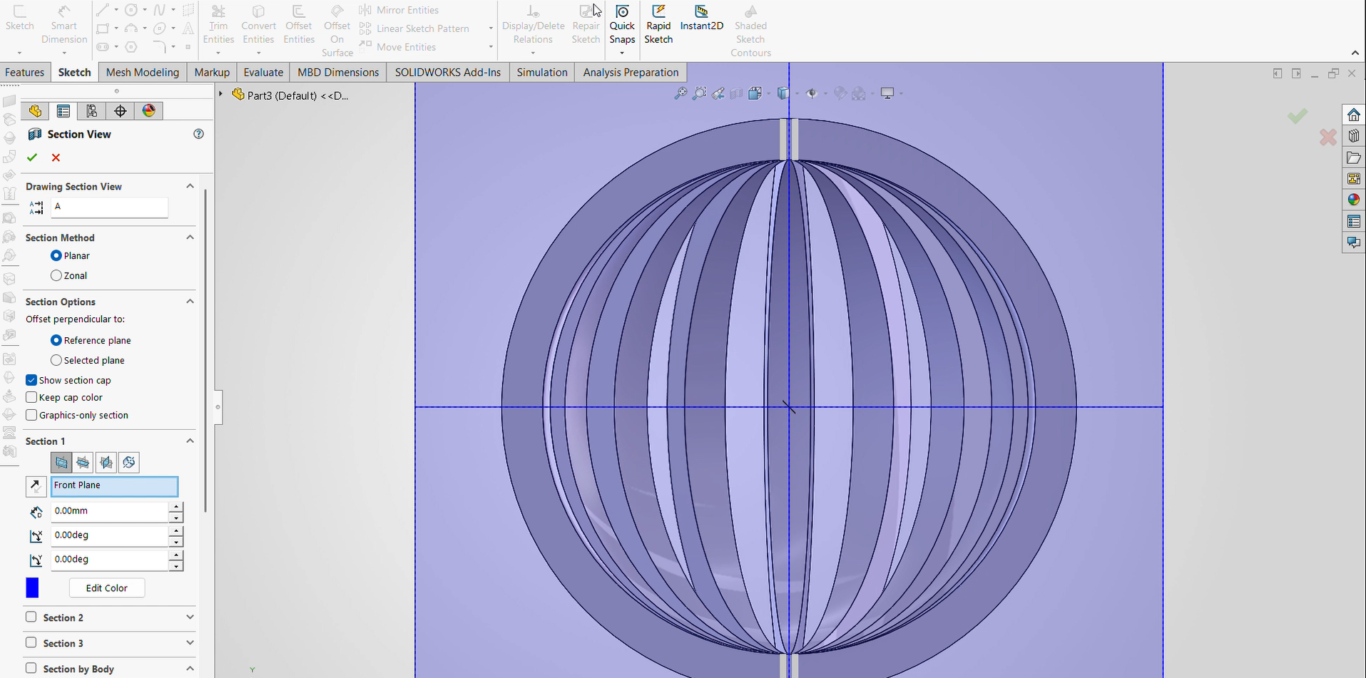 Using section View to see the inner part where I can edit from