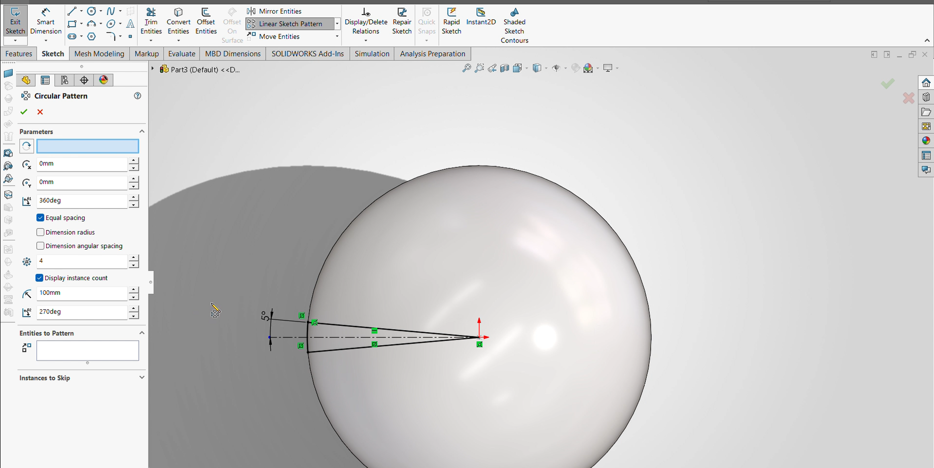 adding the center line and normal line to form triangle