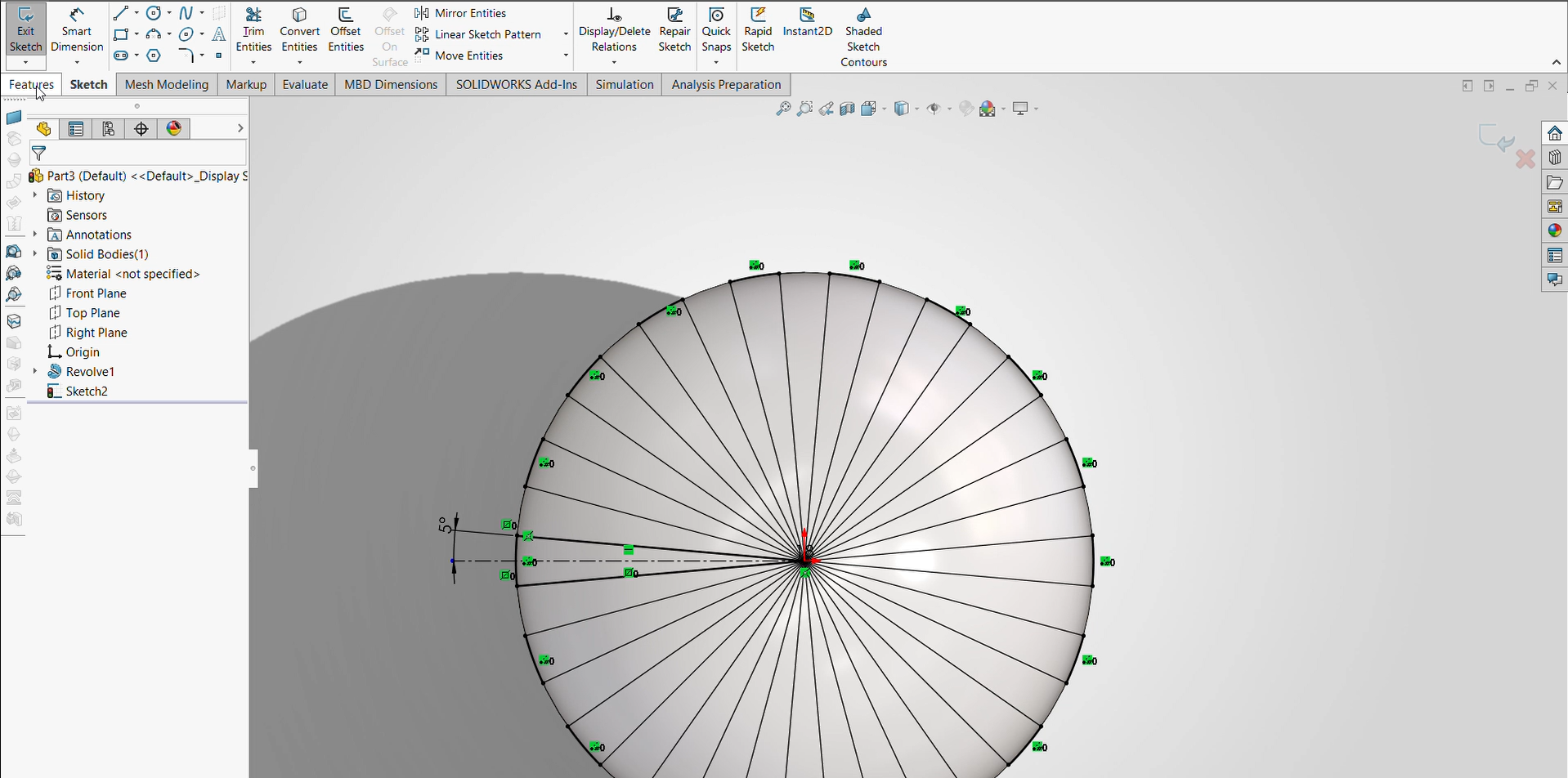Using circular pattern to duplicate the triangle to the whole 360 degrees