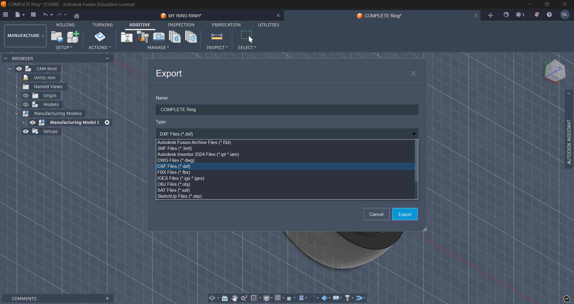 Exporting CAD Files