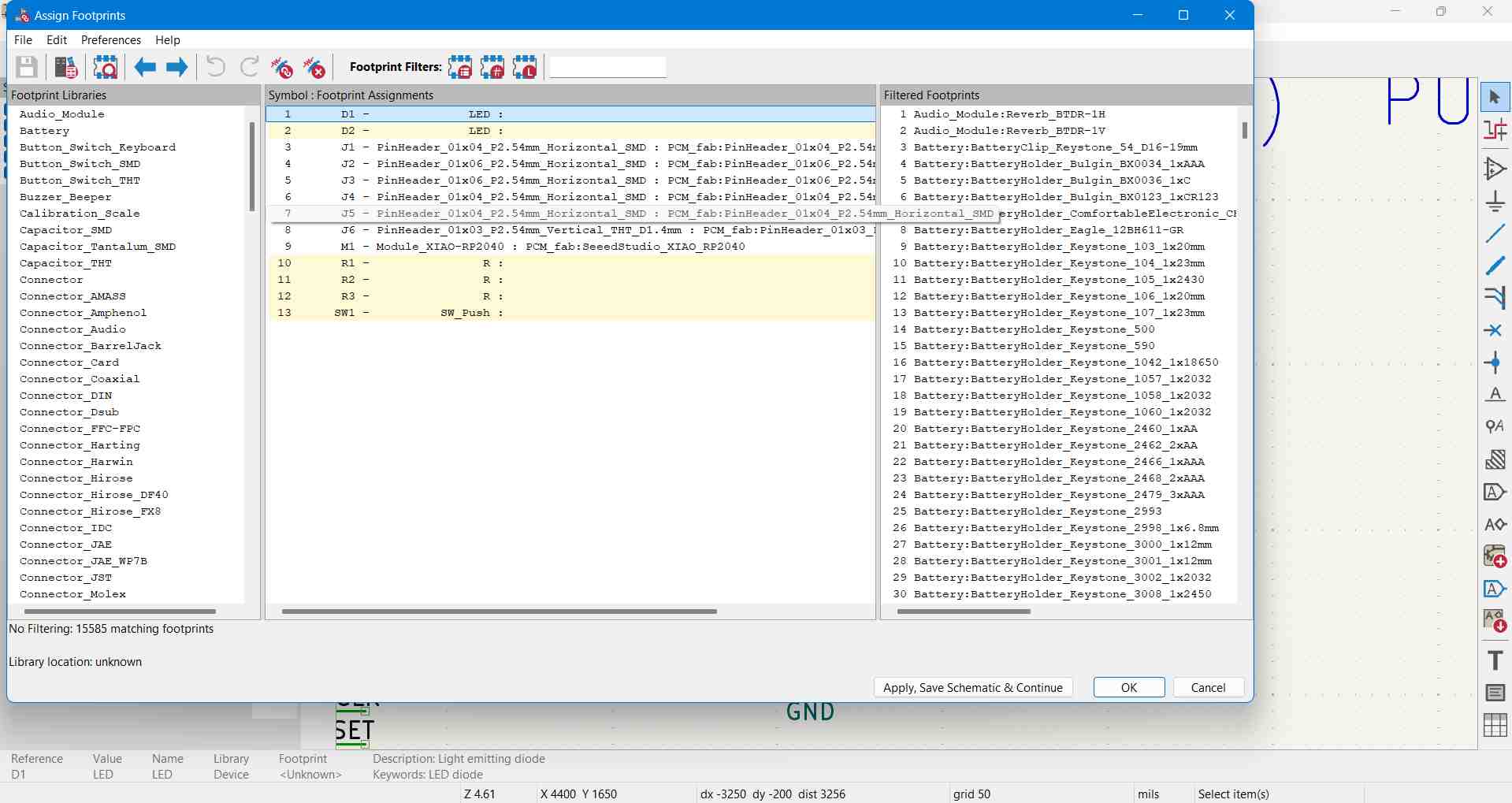 Assigning Footprints in KiCad Footprint Editor