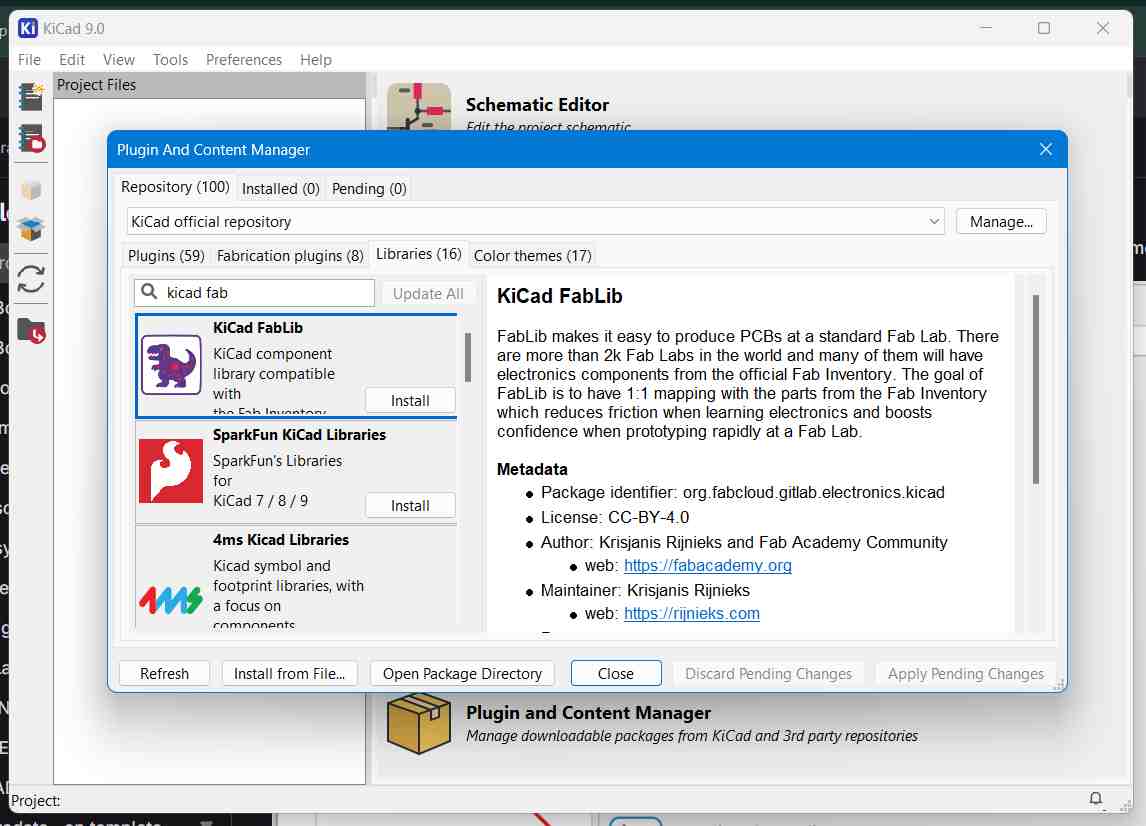 Installing Fab KiCad Component Library