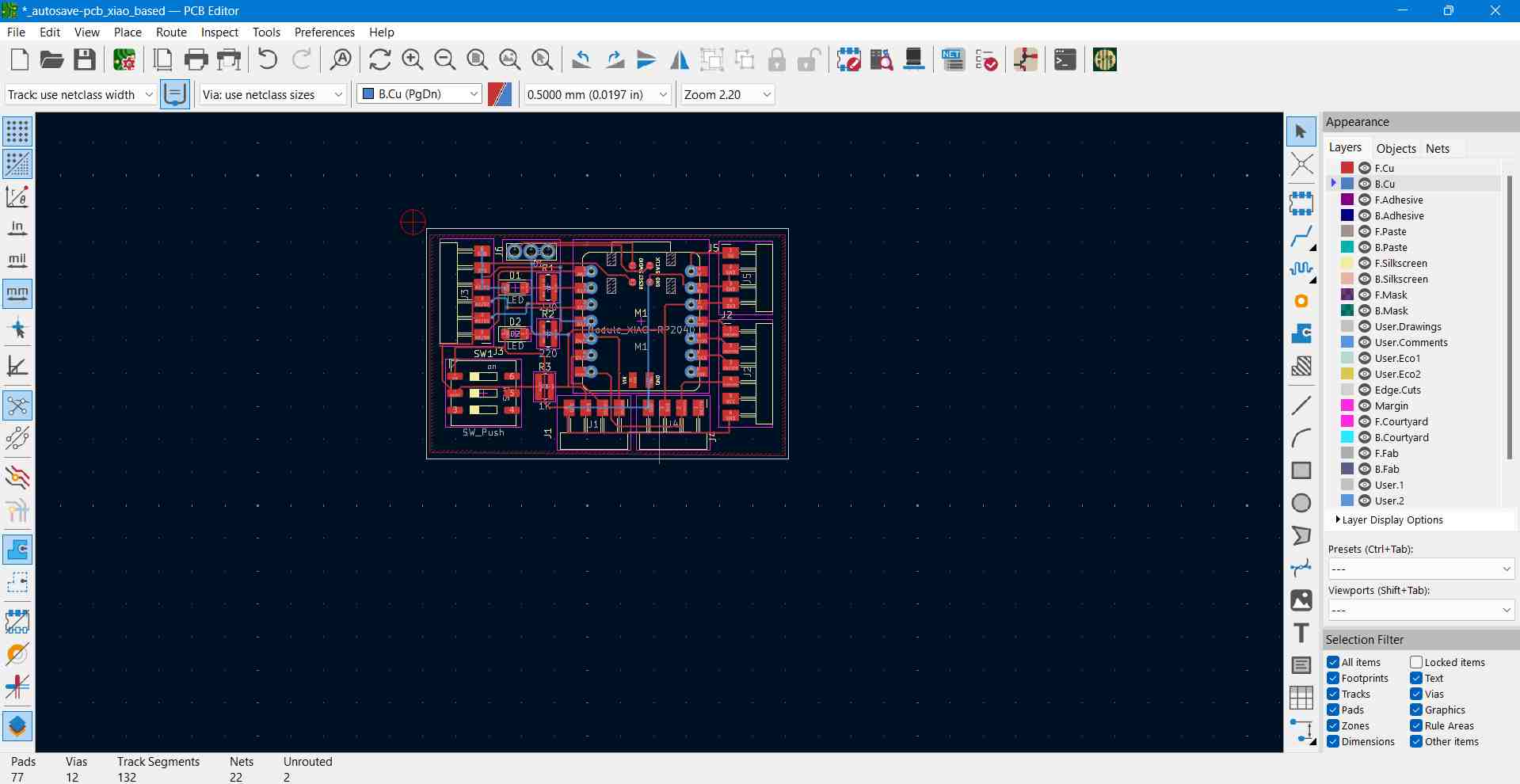 Completed PCB Track Routing