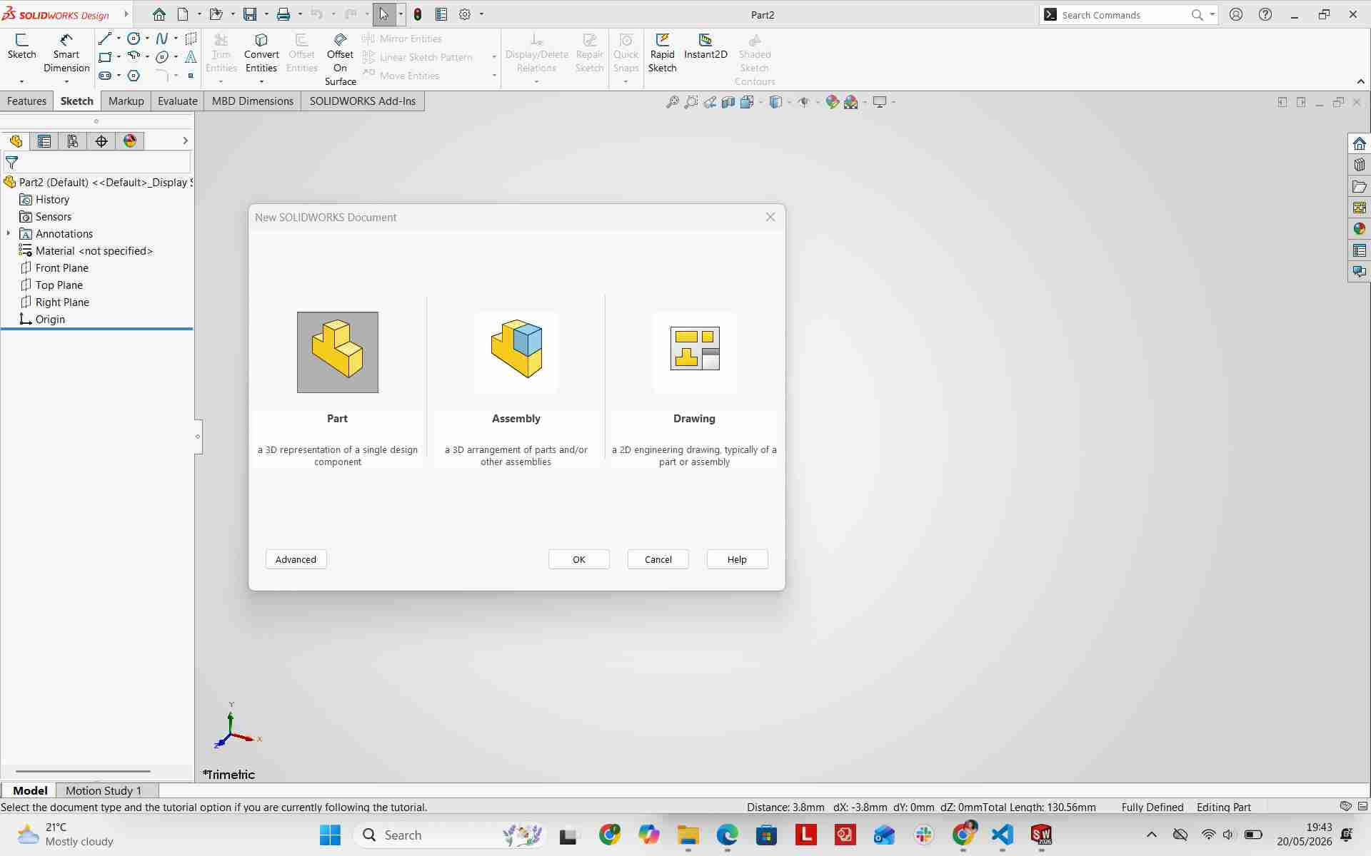 SolidWorks Welcome Interface
