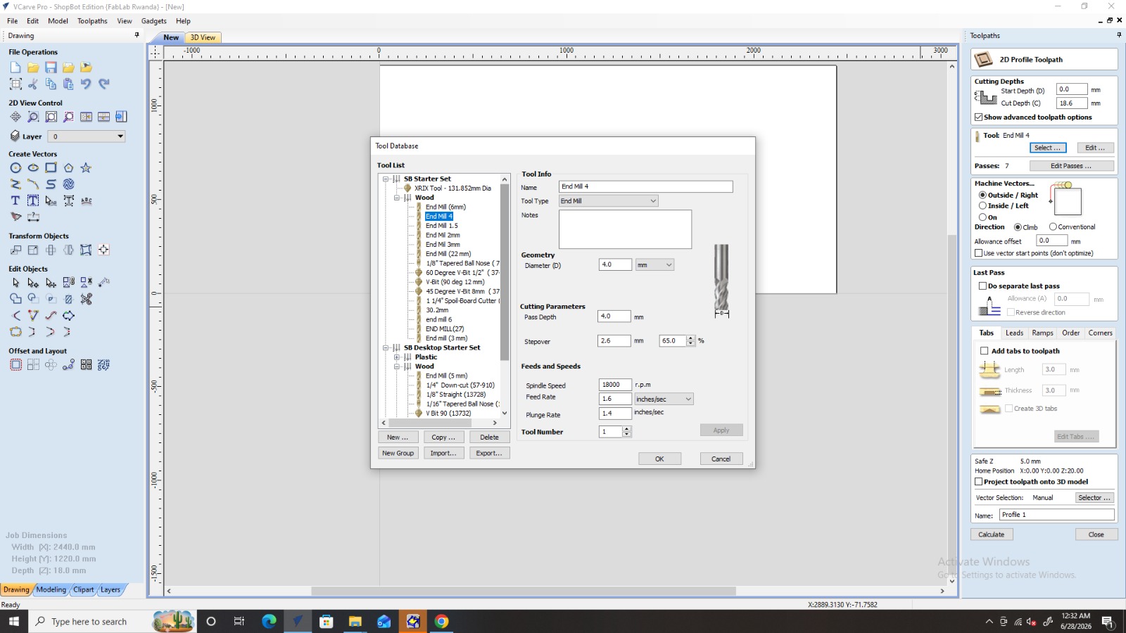 Setting Spindle Speed and Feeds
