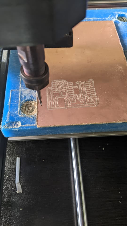 Milling Copper Trace Paths in Progress
