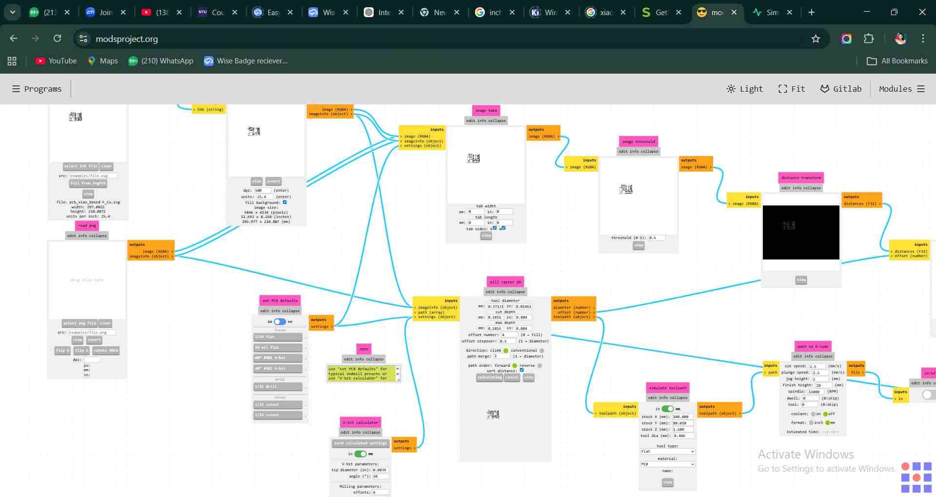 Generating Toolpaths in Mods