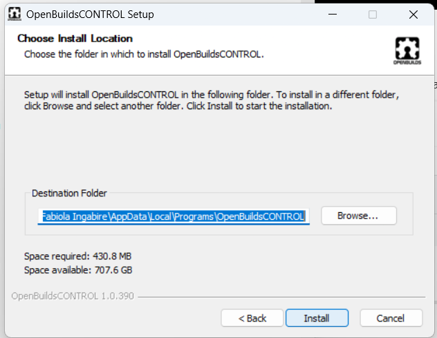 Selecting Install Folder Path