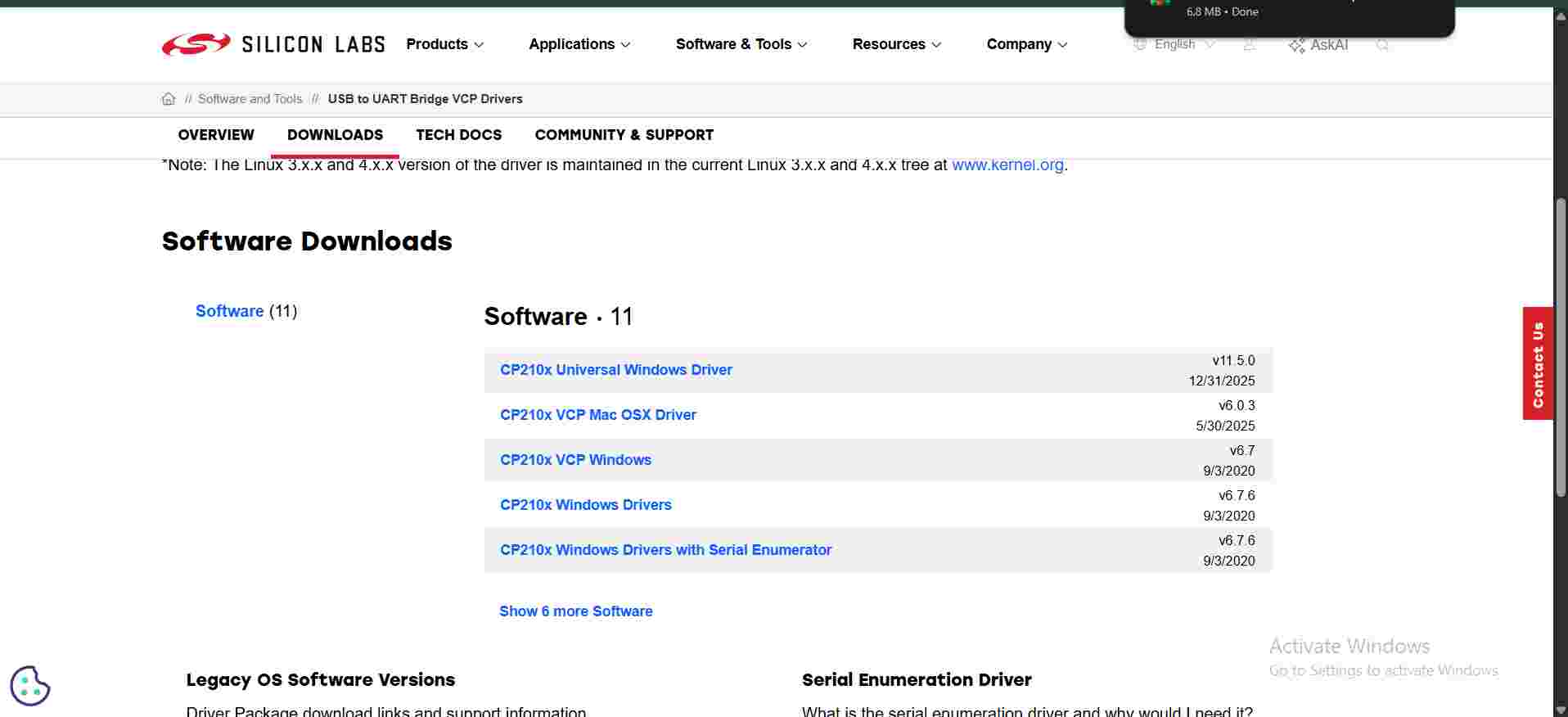 Searching for CP210x Drivers