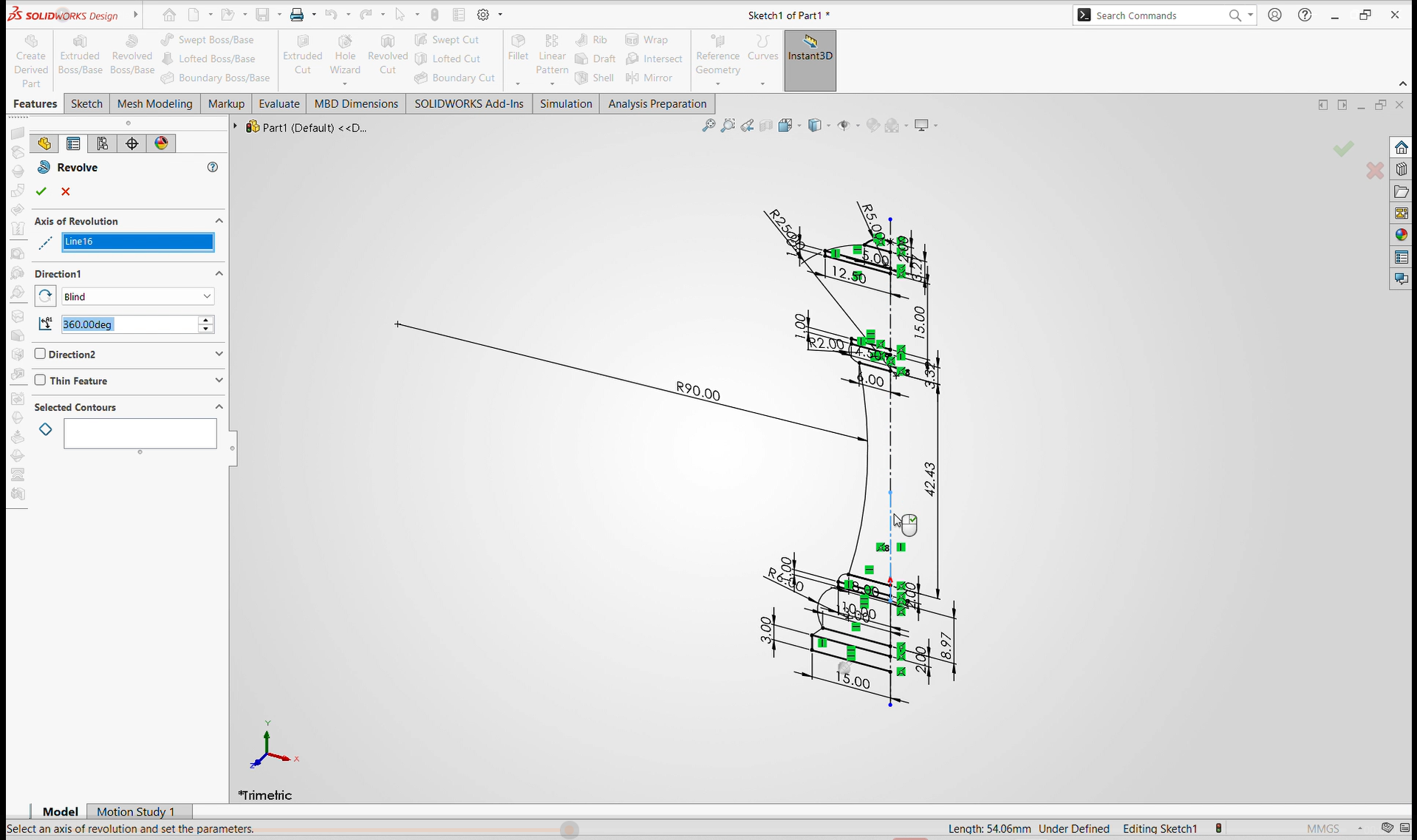 2D sketch dimensions in SOLIDWORKS