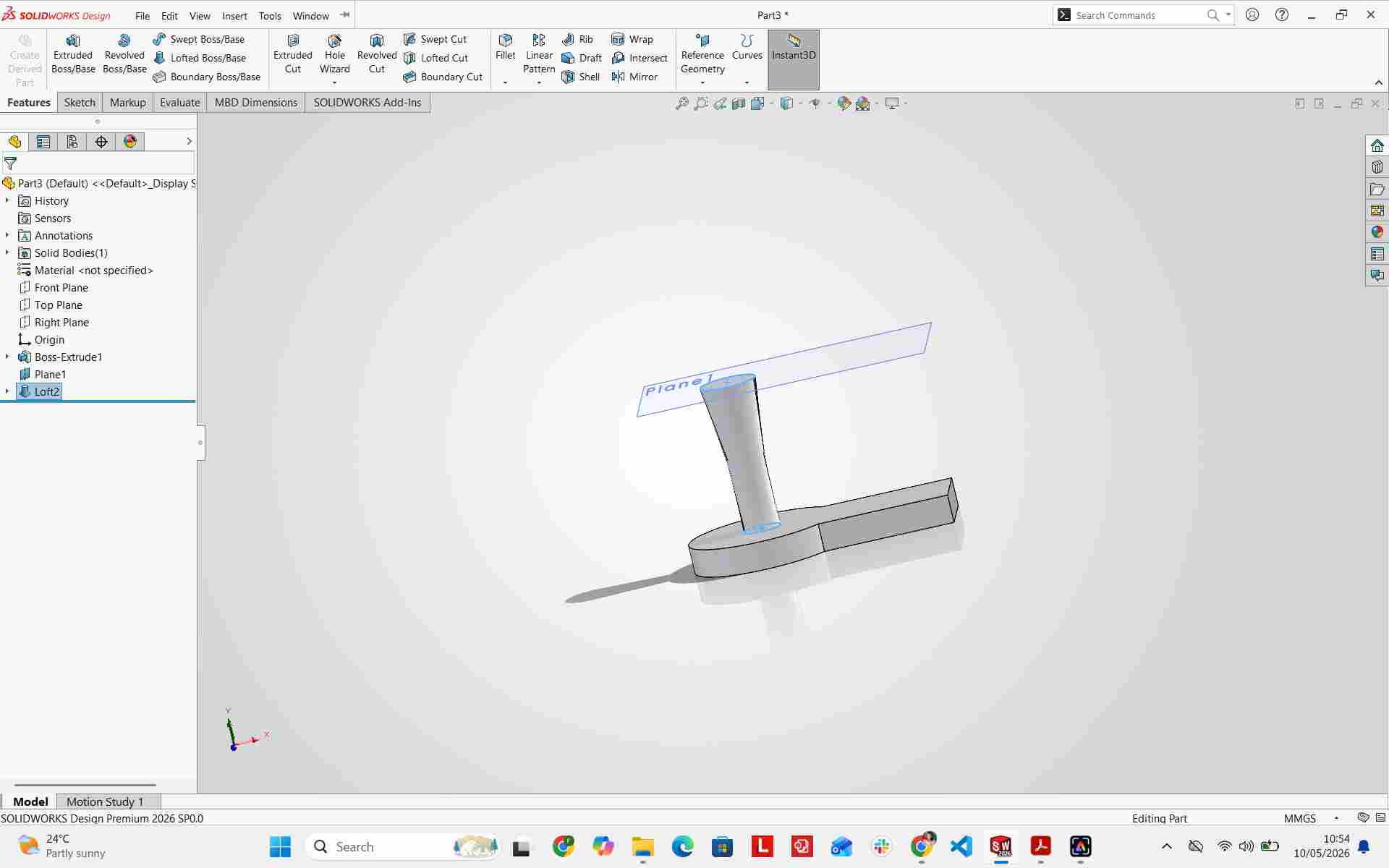 Loft preview in SOLIDWORKS