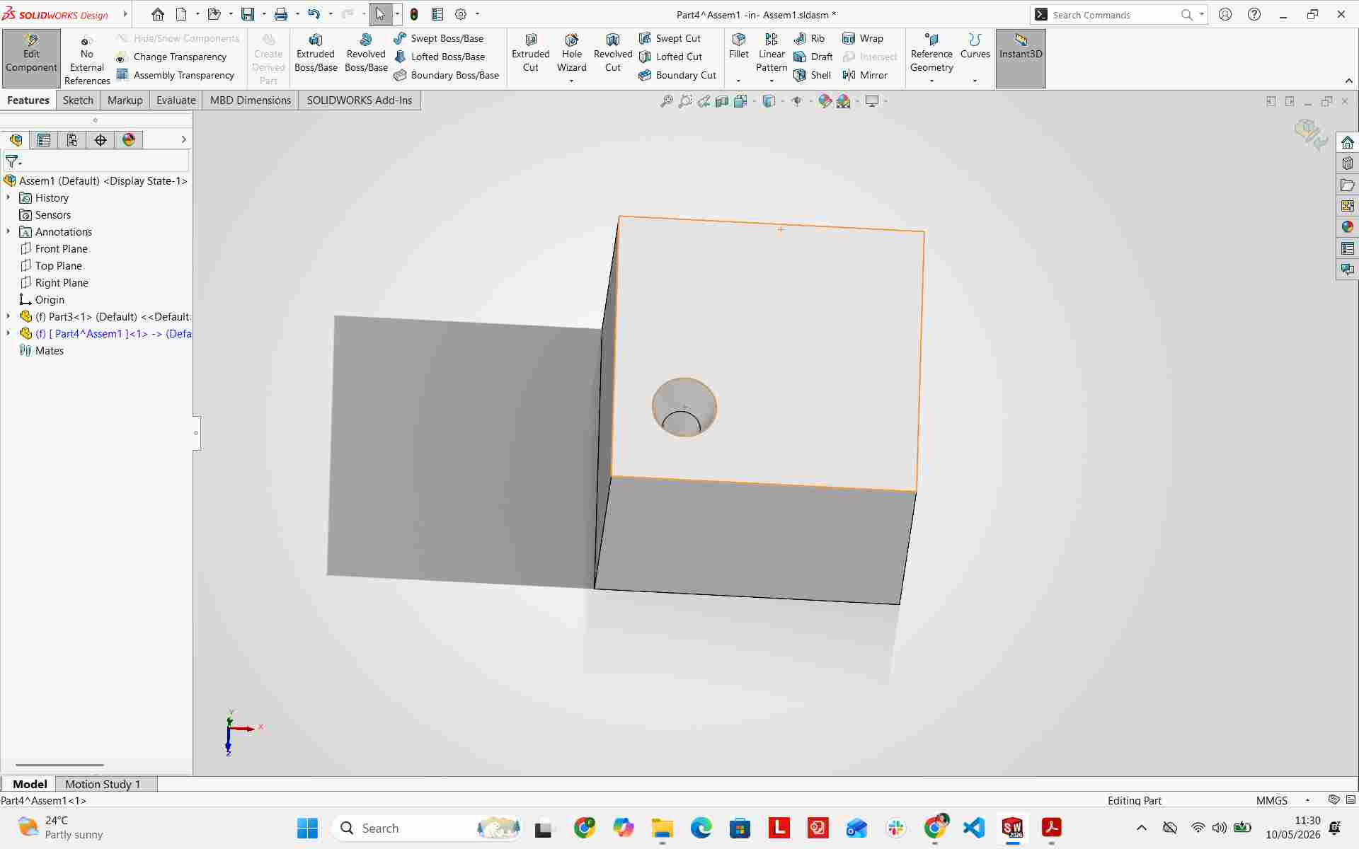 Negative cavity Boolean subtraction
