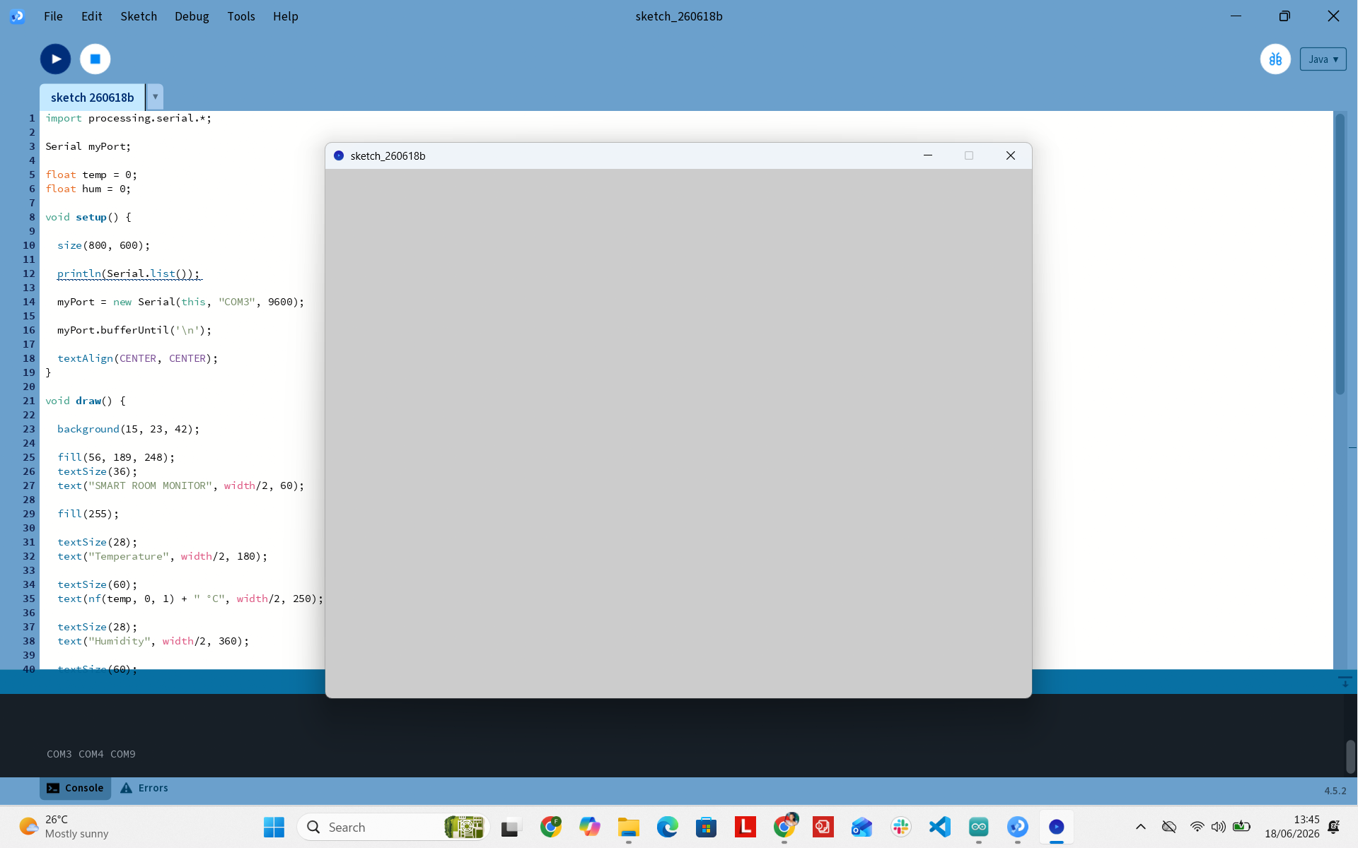 Processing Application Execution Window