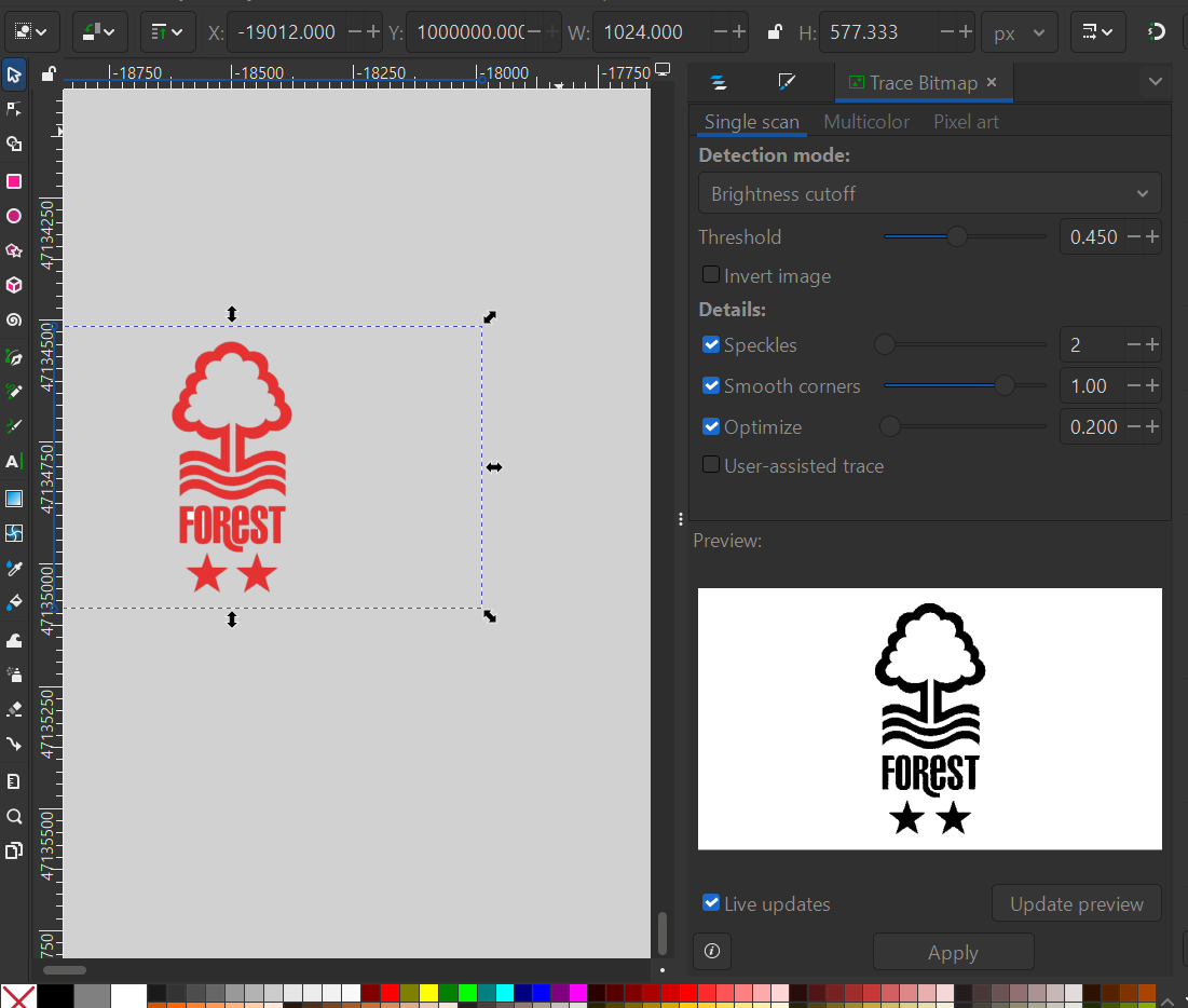 Trace Bitmap in Inkscape