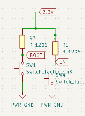 BOOT and EN button schematic with pull up resistors