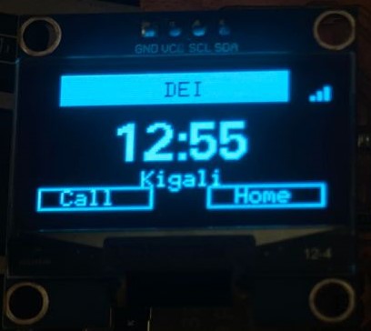 The 1.3 inch OLED on my ESP32-S3 board showing live text